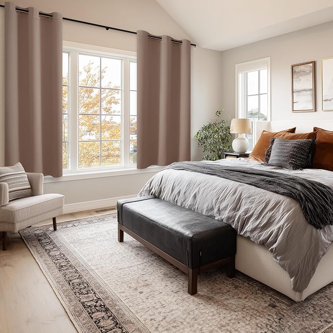 Short Blackout Curtains for Bedroom Cappuccino 42 x 45 Inch 2 Panel | Thermal - Image 6