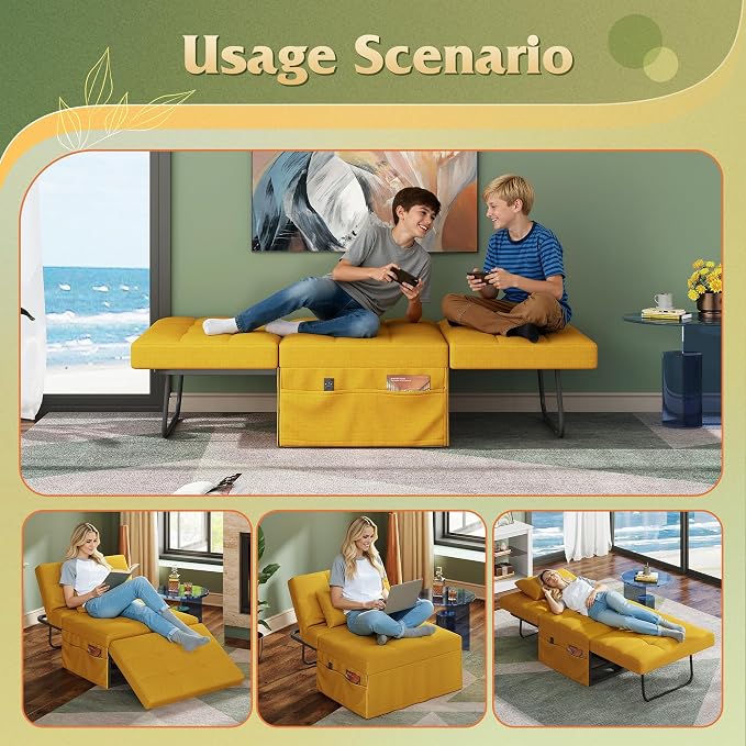 WLIVE Folding Ottoman Bed, Sleeper Chair, 4-in-1 Multi-Function, Convertible - Image 6