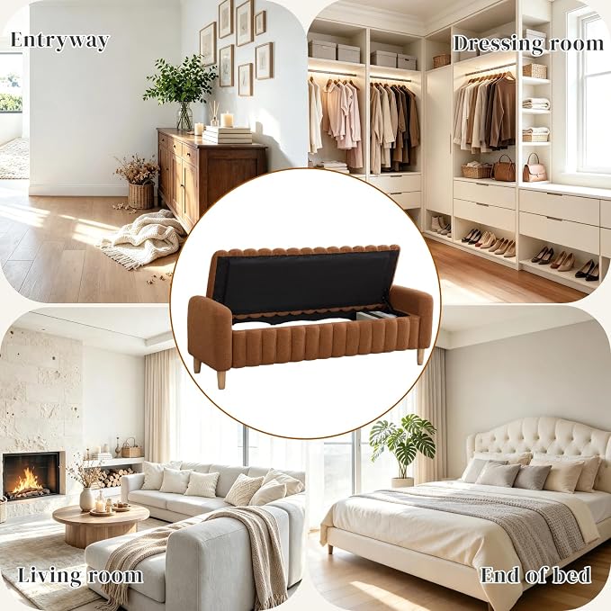 Aoiy & Wifon 63.4" W Large Storage Ottoman Bench, King Size End of Bed Storage - Image 6