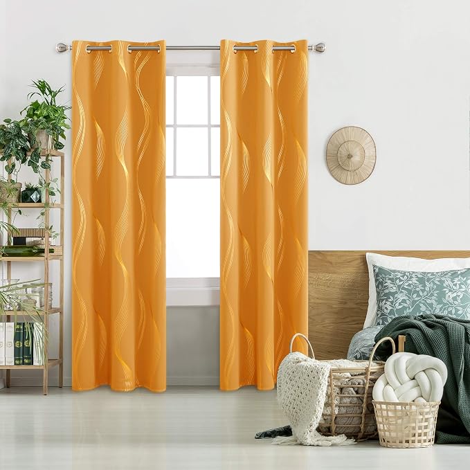 Deconovo Curtains for Living Room, Pattern Blackout Curtains 95 Inches Long | - Image 2