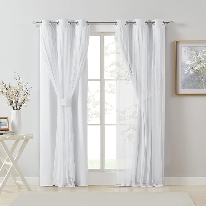 Bujasso White Full Blackout Curtain Panels - Image 3