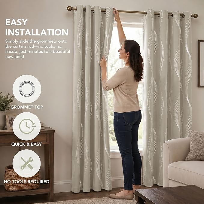 Deconovo Curtains for Living Room, Pattern Blackout Curtains 72 Inches Long | - Image 9