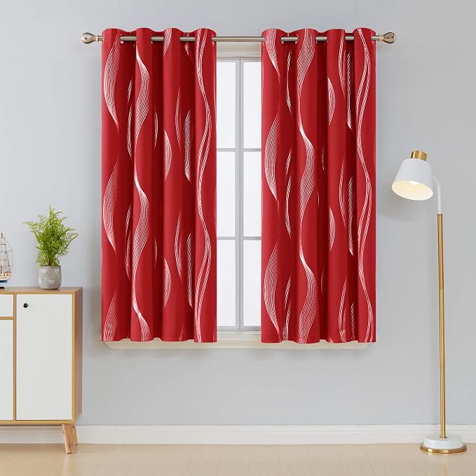 Deconovo Curtains for Living Room, Pattern Blackout Curtains 54 Inches Long | - Image 2