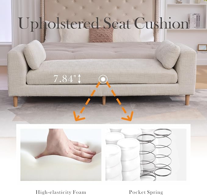 Aoiy & Wifon 83.1" W End of Bed Bench King Size, Oversized Window Bench Seat - Image 4