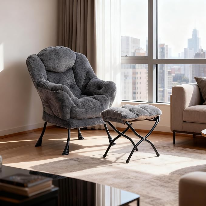 HollyHOME Lazy Chair with Foldable Ottoman, Accent Comfy Lounge Armchair and - Image 2