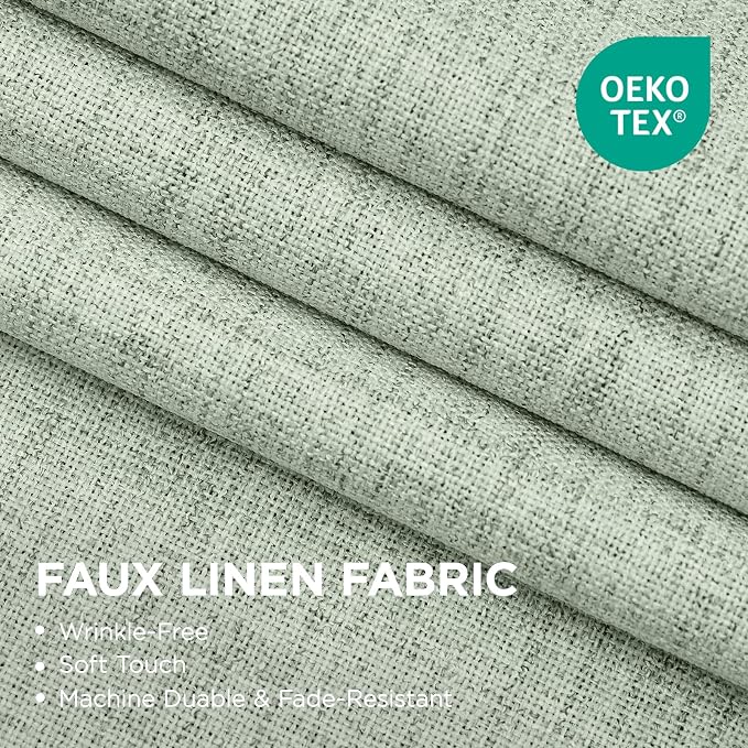 Joydeco Sage Green, Linen 100% Blackout Curtains - Image 4