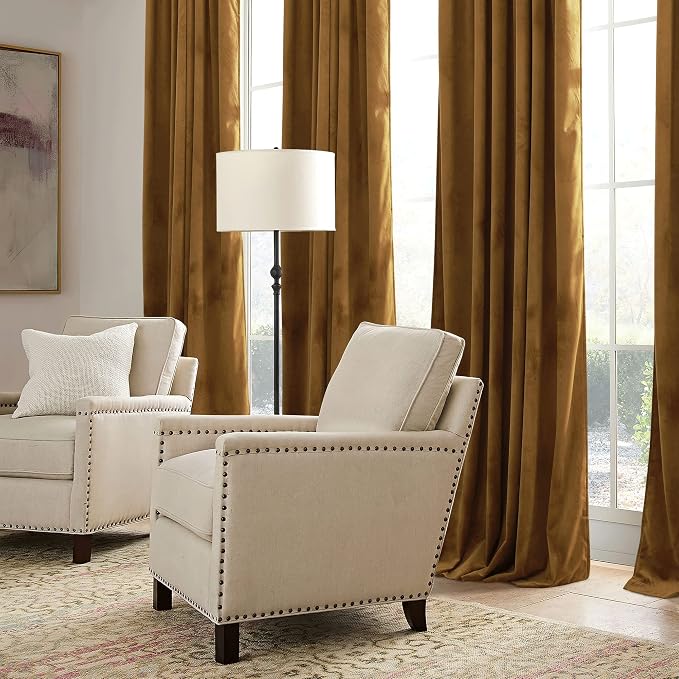 RYB HOME Gold Brown Fall Velvet Curtains - Image 5