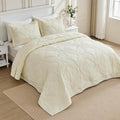 Kingnex Oversized King Bedspreads 128x120 Ultrasonic Quilted Cream | Extra Wide by Kingnex