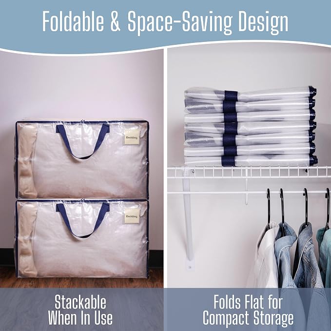 VENO 4 Pack Clear Extra Large Moving Bags & Storage Totes, Heavy Duty Organizer - Image 7