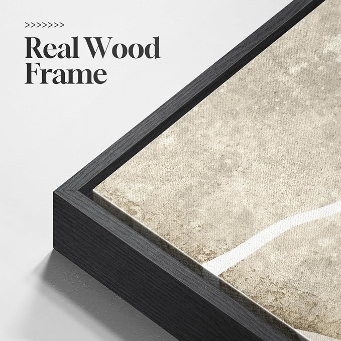 Large Framed Neutral Black Brown Abstract Wall Art - Image 6