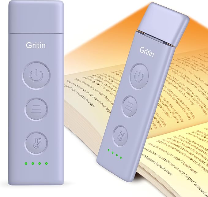 Gritin Book Light Rechargeable, Clip on LED Reading Light by Gritin