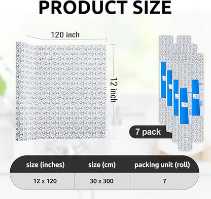 RAY STAR 12X120 Inch Shelf Liner for Kitchen Cabinets, Non-Adhesive Cabinet Liner Washable, PVC Drawer Liner for Dresser Non-Slip Bathroom (Black Floral)(7 Roll)