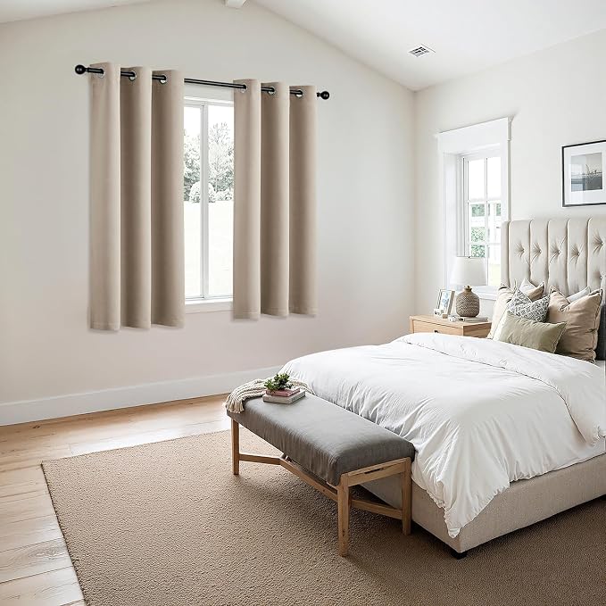MIULEE Blackout Curtains for Bedroom 2 Panels 40 x 45 Inch Long Taupe | Thermal - Image 6