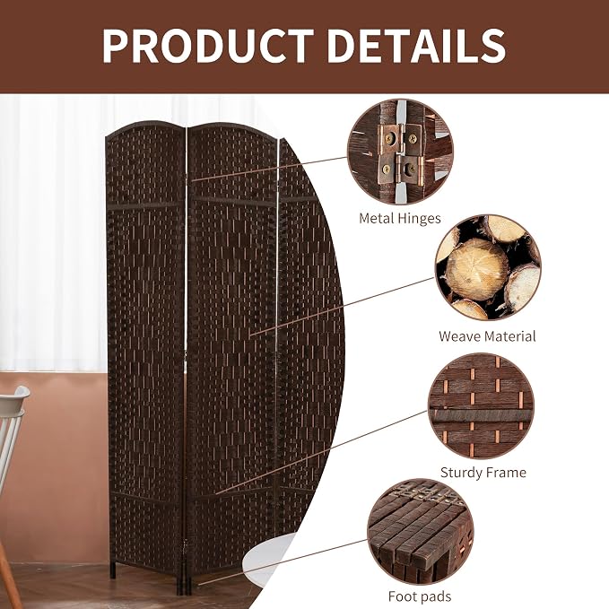 8 Panel Room Divider, 6 FT Wide Folding Screen Room Divider - Image 5