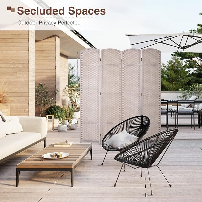 Room Divider 4 Panel 5.6 FT Tall Privacy Screen Waterproof Wood Frame Partition - Image 5