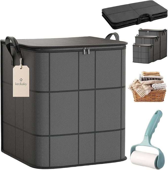210L Spacious Moving Storage Bin, Large Zippered Fabric Organizer by Unknown