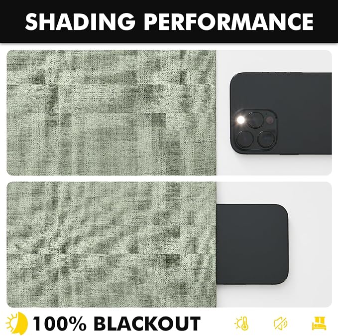 MIULEE 100% Blackout Linen Curtains 42 x 63 Inch Sage Green 2 Panels | Thermal - Image 7