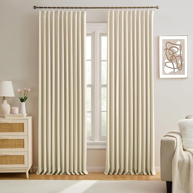 Cream Beige Room Darkening Privacy Curtains 84 Inches Long 72 Inch Wide by KEQIAOSUOCAI