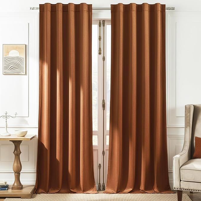 Timeper Burnt Orange Velvet Curtains W42 x L96 inches 2 Panels, Light Blocking by Timeper