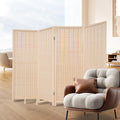 Bamboo Room Divider 4 Panel 47" H, 360°Rotating Feet Privacy Screen, Portable by JVVMNJLK