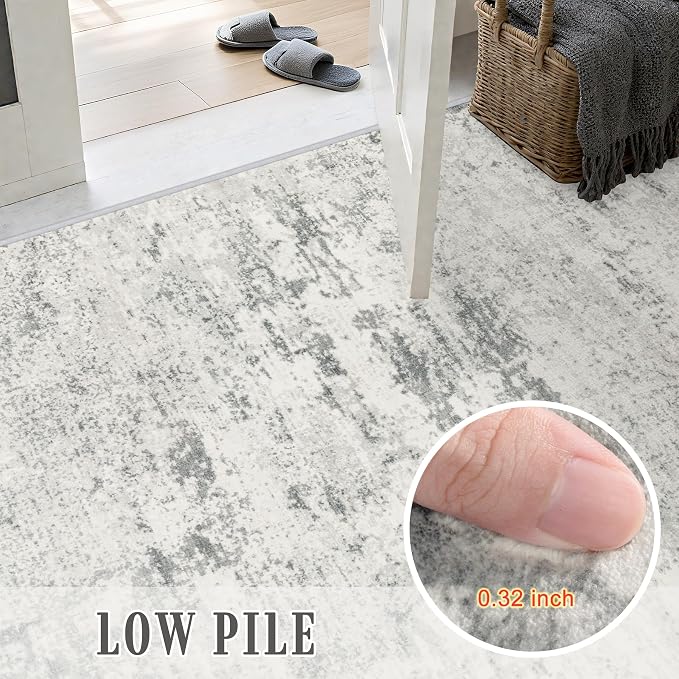5x7 Area Rug Living Room: Modern Washable Indoor Soft Carpet Gray | - Image 8