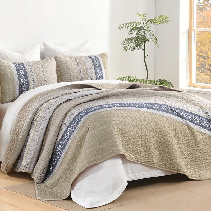 Cottolester King Quilt Bedding Set, All Seasons Microfiber Boho Quilt Set - Image 2