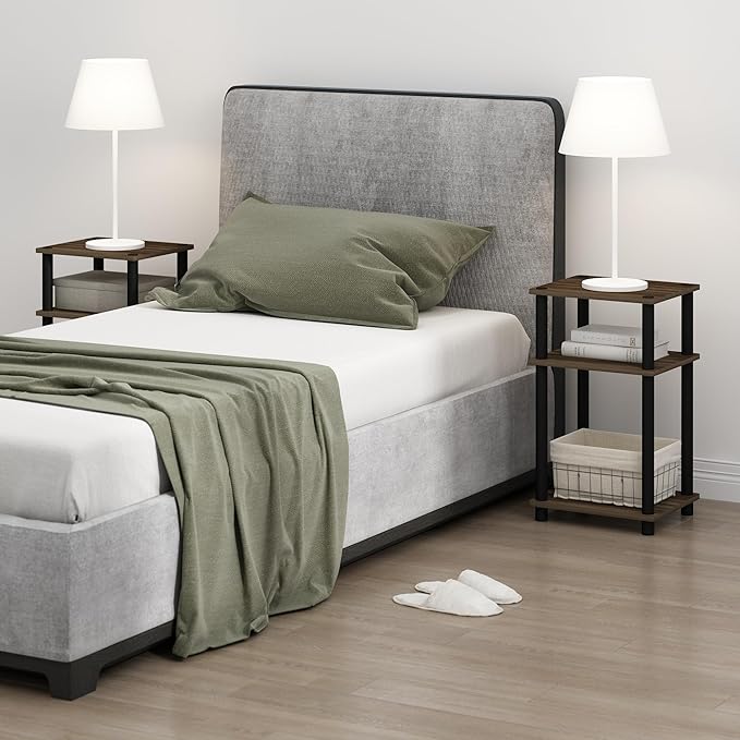 Furinno Just 3-Tier Turn-N-Tube Open Storage Nightstand, Plastic Poles - Image 3