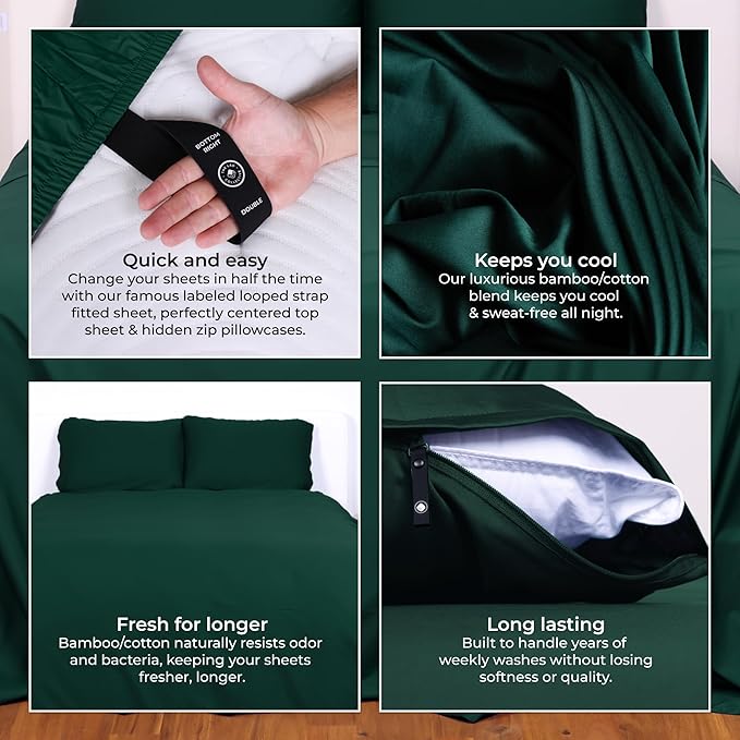 THE LAD COLLECTIVE 3.0 Twin XL Bedding Set - Twin XL Bedding Sets - 4-Piece Bedset w/Fitted Sheet, Top Sheet & 2 Standard Pillowcases [Duvet Not Included] - Bamboo-Cotton - Cascade