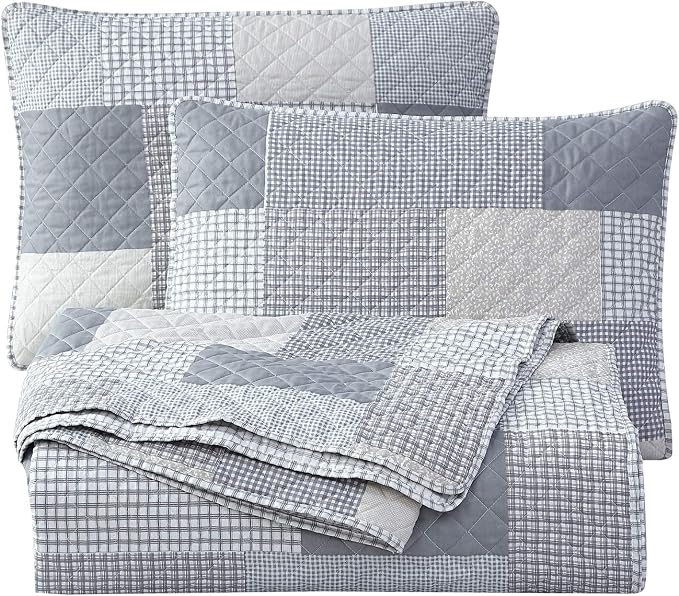 Chezmoi Collection Anderson 3-Piece Printed Patchwork Quilt Set, Lightweight - Image 8