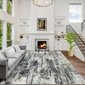 9x12 Area Rugs for Living Room: Washable Abstract Black Grey Gold Carpet | by GENTDRIZZ
