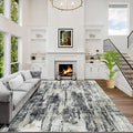 10x14 Area Rugs for Living Room: Washable Abstract Black Grey Gold Carpet | by GENTDRIZZ