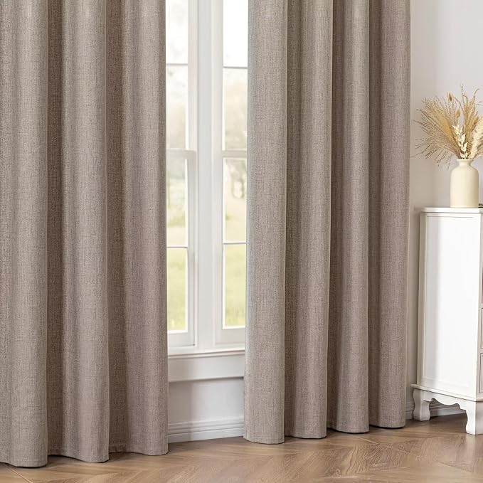 100% Blackout Curtains 96 inch Length1 Panel Faux Linen Long Drapes - Image 7