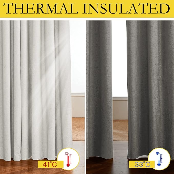 NICETOWN 100% Absolutely Blackout Linen Curtains - Image 5