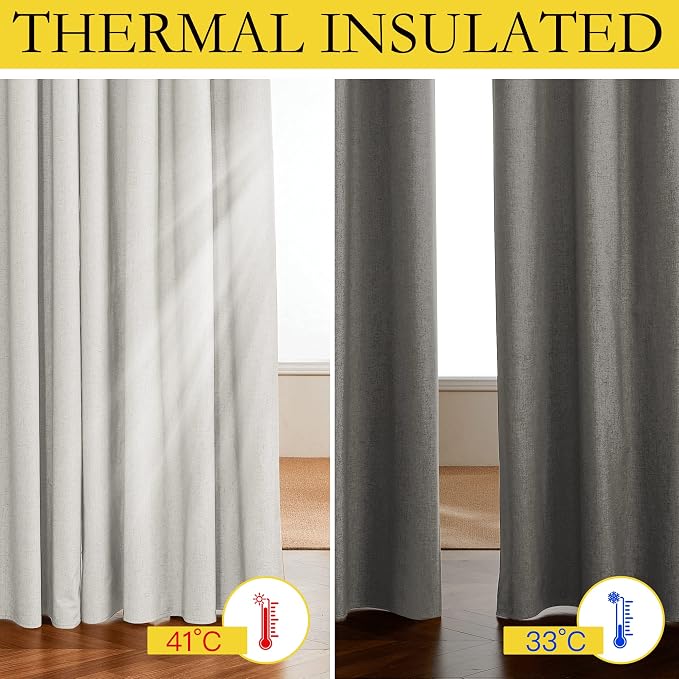 NICETOWN 100% Absolutely Blackout Linen Curtains - Image 5