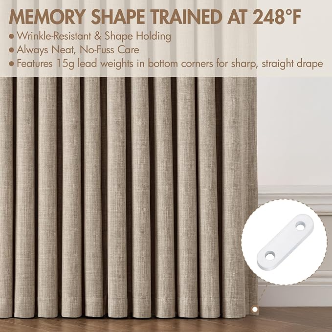 MIULEE Pinch Pleated 100% Blackout Curtains 40"x90" Burlywood Birch 4 Panel | - Image 5