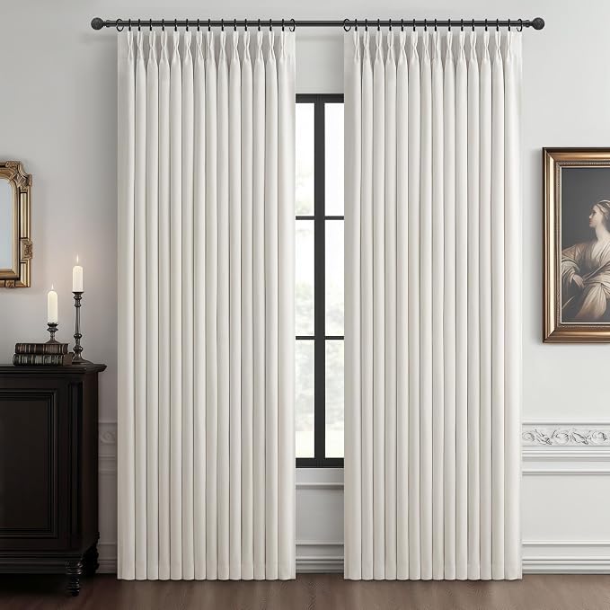 Linen Blackout Double Layer Dining Room Curtains 72 Inches Long 2 Panels Set by PleatedDrapes