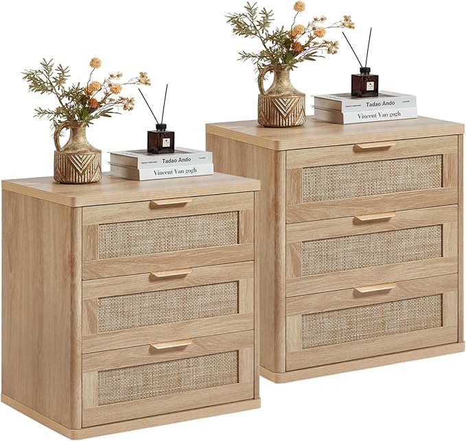 LEYAOYAO Rattan 23" Nightstands Set of 2 by LEYAOYAO-Findtheshiningpointofyourideallife%EF%BC%81