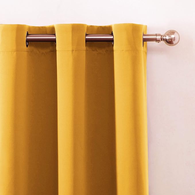Yellow Thermal Blackout Curtains/42 x 95 Inch/Set of 2 Panels Room Darkening - Image 7