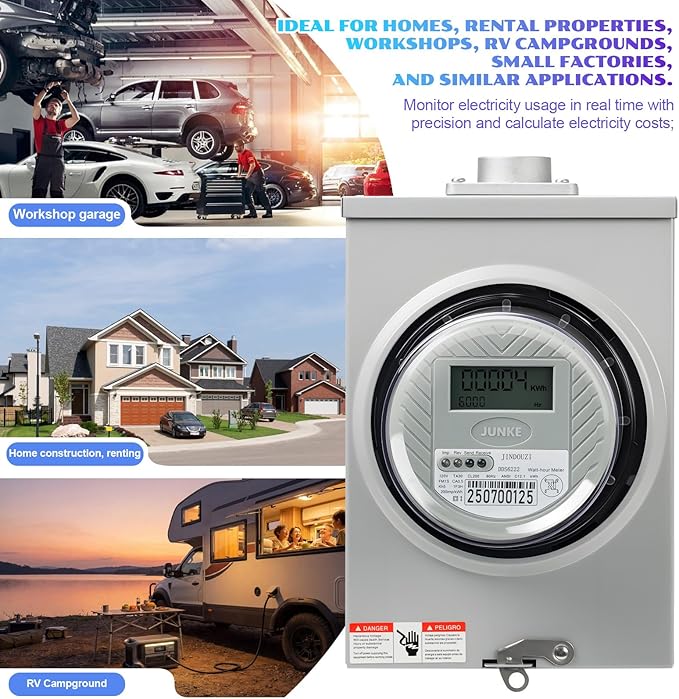 Digital Electric Meter,120V 2 Wire KWH Meter,Watt Meter, Used for RV and Home Meter