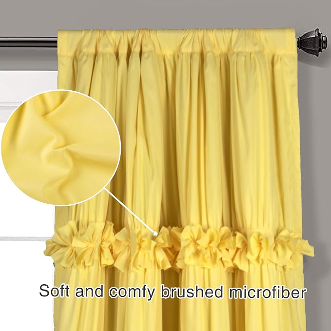 Blackout Window Curtains Bright Yellow, Rustic Rod Pocket Drapes - Image 4
