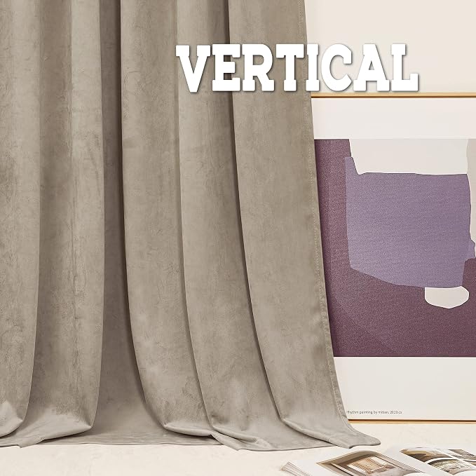 RYB HOME Velvet Curtains 102 inches Long, Extra Long High Ceiling Curtains | - Image 6