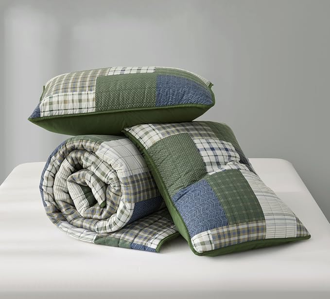 Chezmoi Collection Cedar 3-Piece Printed Patchwork Quilt Set, Oversized King - Image 9