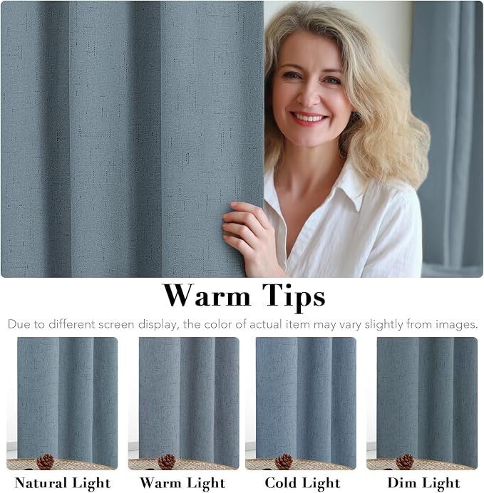 H.VERSAILTEX Linen Blackout Curtains 96 Inches Long 100% Blackout Thermal - Image 5