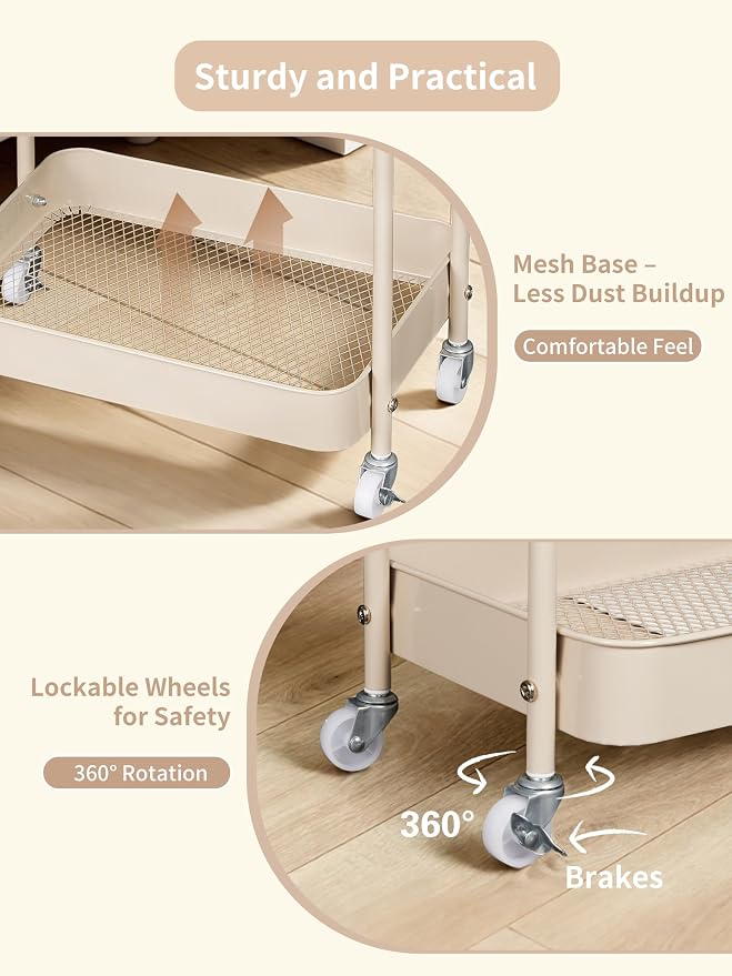 Baby Diaper Caddy, 3 Tier Rolling Cart - Image 4
