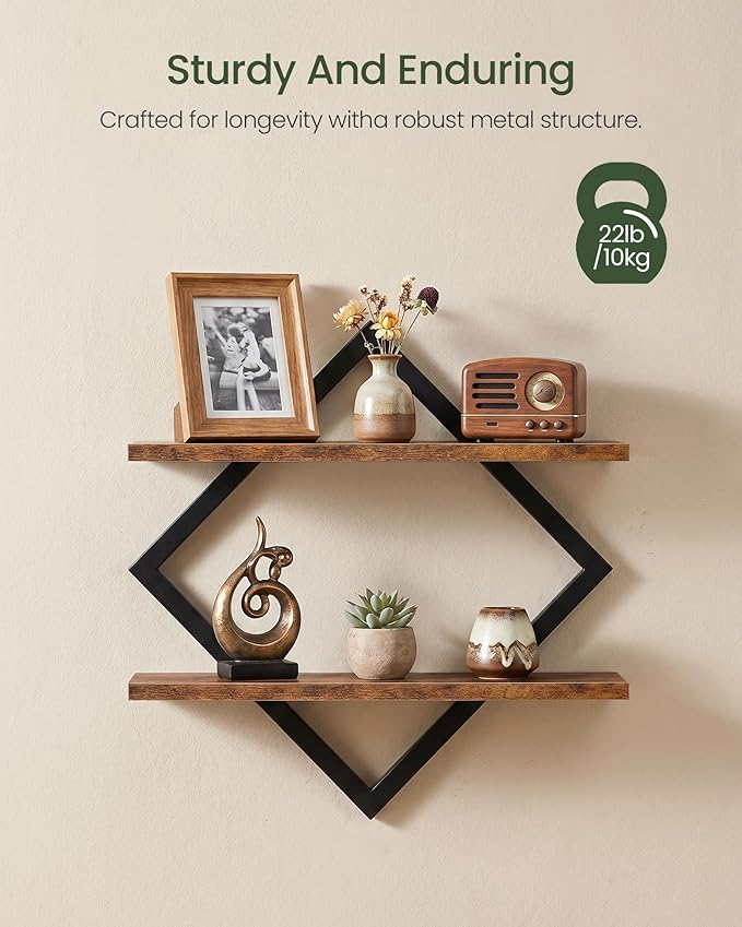 Floating Shelves, 2-Tier Hanging Shelves, Wall Shelf Set of 2, Wall Mounted - Image 4