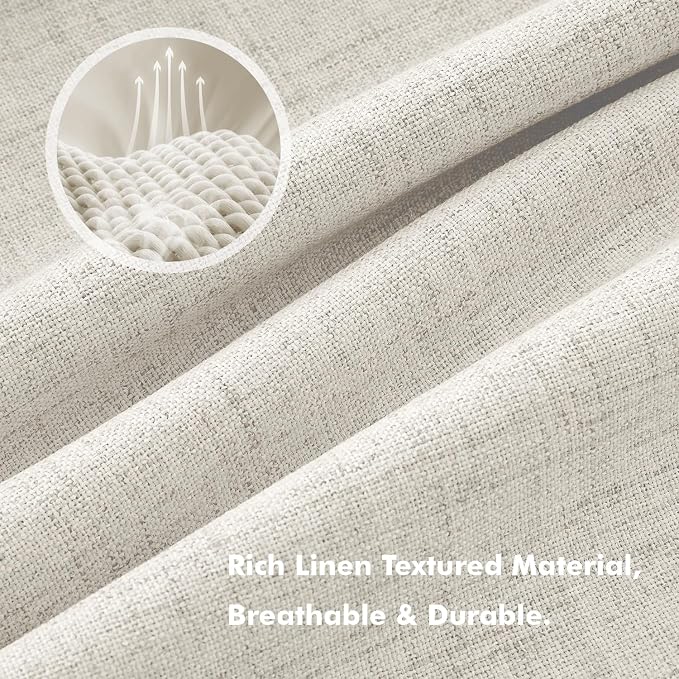 MIULEE 100% Blackout Linen Curtains 42 x 72 Inch Light Cream 2 Panels | Thermal - Image 3