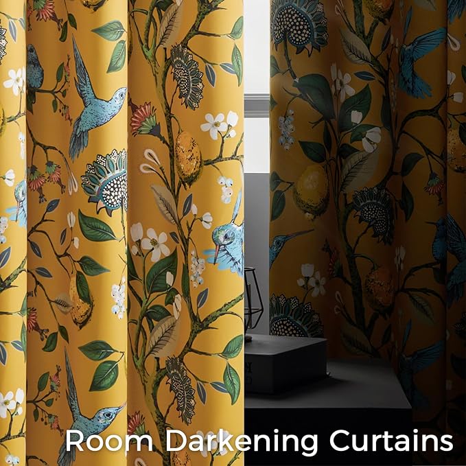 Topfinel 100 Inches Long Mustard Yellow Luxury Curtains - Image 4
