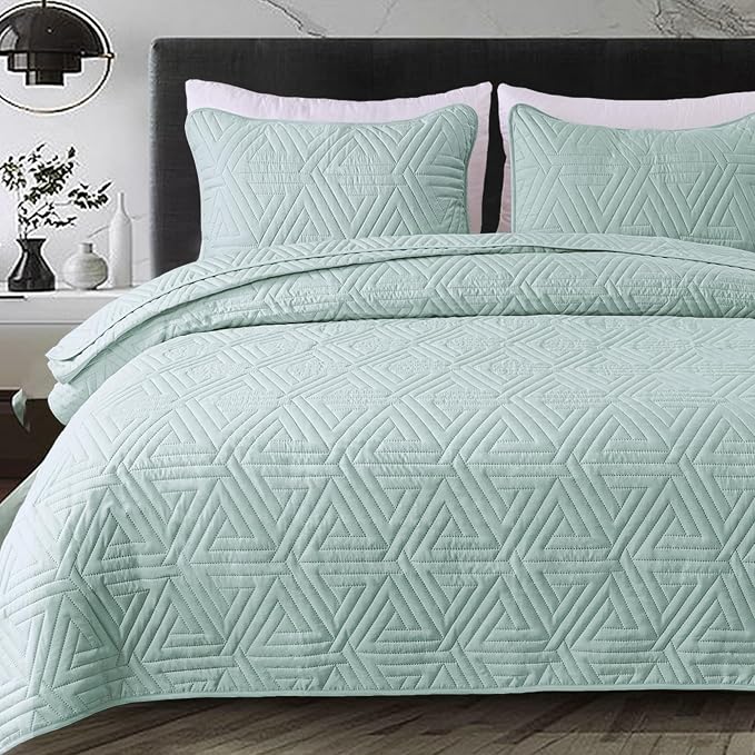 Whale Flotilla Soft Geometric Twin Quilt Set by WHALEFLOTILLA