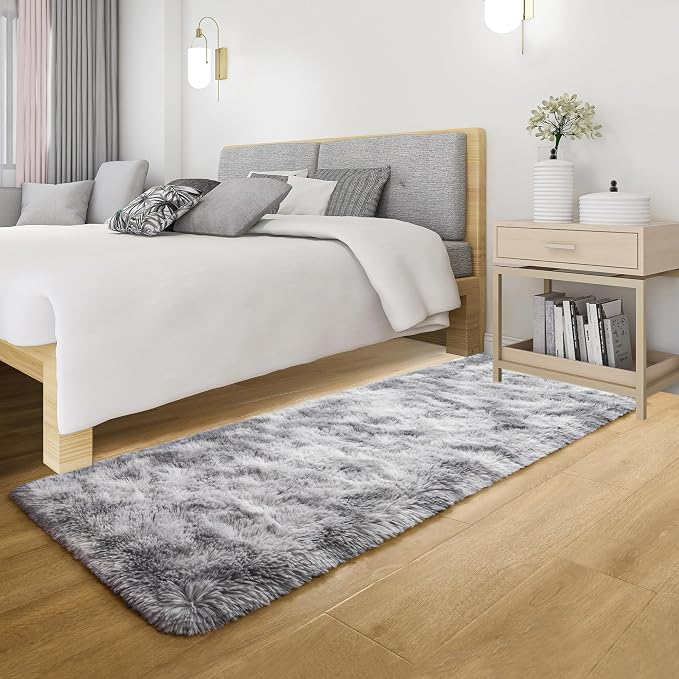Fluffy Runner Rugs for Bedroom Aesthetic 2x6 Feet, Shag Soft Bedside Rug - Image 6