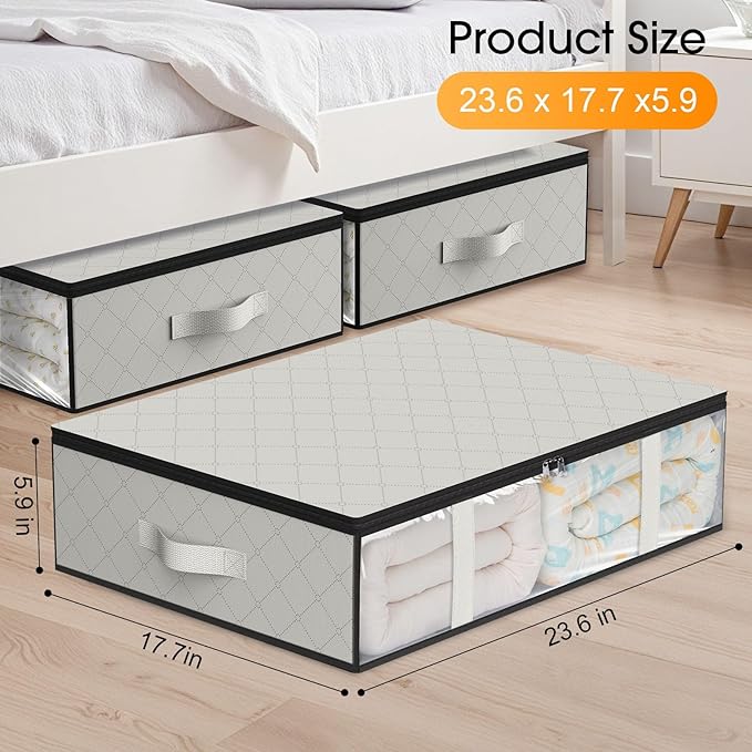 StorageRight Under Bed Storage Bags, 3 Pack, Comforters, Blankets and Seasonal - Image 2